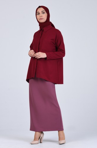 Claret red Overhemdblouse 6006-02