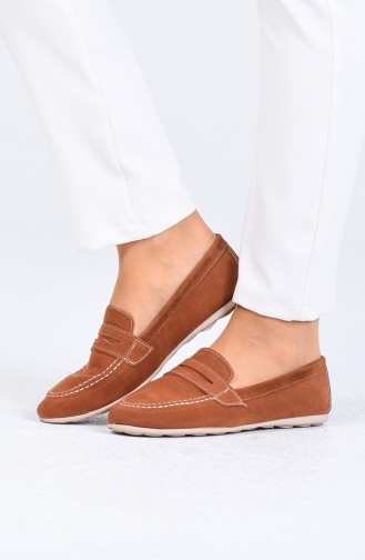 Tan Women`s Flats 0404-06