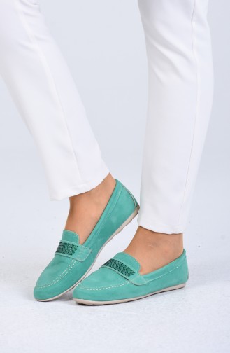 حذاء مسطح أخضر مائي 0405-01