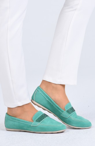 Sea Green Women`s Flats 0405-01