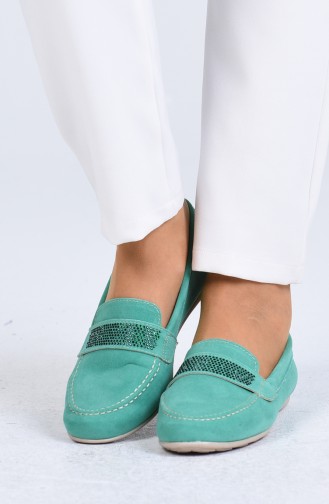 Sea Green Women`s Flats 0405-01