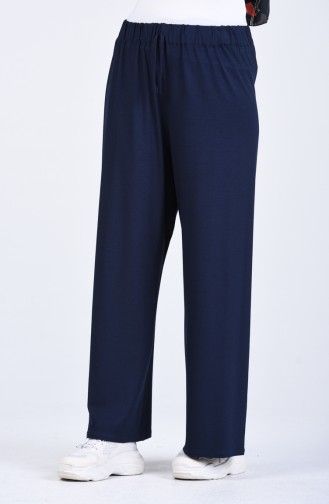 Elastic waist wide Leg Pants 1954-05 Navy Blue 1954-05