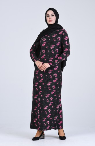 Schwarz Hijab Kleider 8872-01