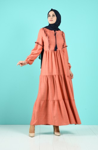 Ziegelrot Hijab Kleider 7095-04