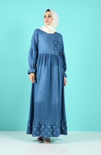 Robe Hijab Bleu Jean 8054B-01