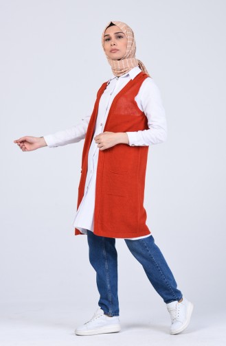 Gilet Sans Manches Couleur brique 3932-43