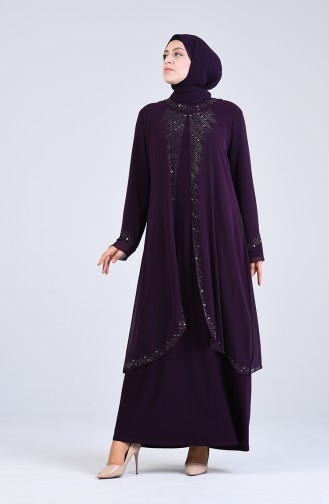 Purple Hijab Evening Dress 4284-03