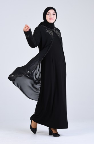 Black Hijab Evening Dress 4284-04