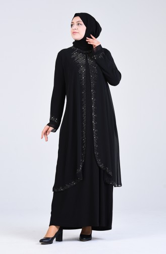Schwarz Hijab-Abendkleider 4252-03