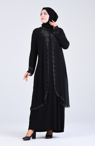 Schwarz Hijab-Abendkleider 4284-04