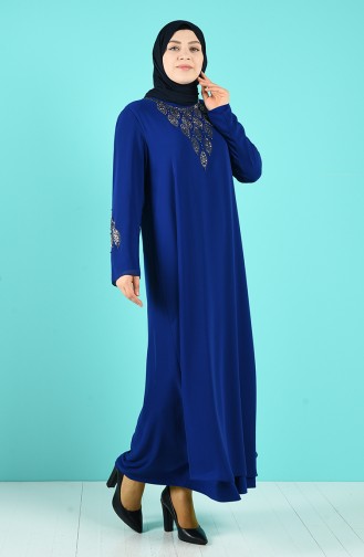 Saks-Blau Hijab-Abendkleider 1267-05