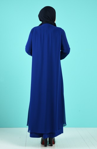 Saks-Blau Hijab-Abendkleider 1267-05