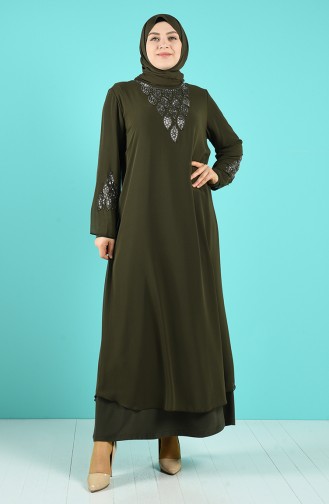 Khaki Hijab-Abendkleider 1267-06