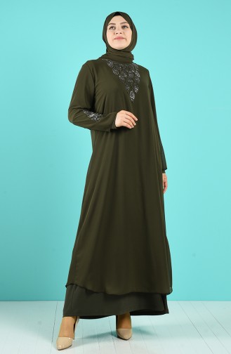 Khaki Hijab-Abendkleider 1267-06