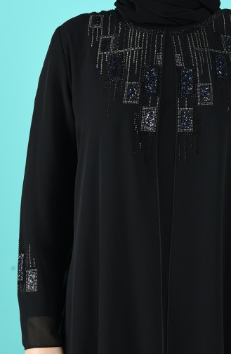 Schwarz Hijab-Abendkleider 1269-01