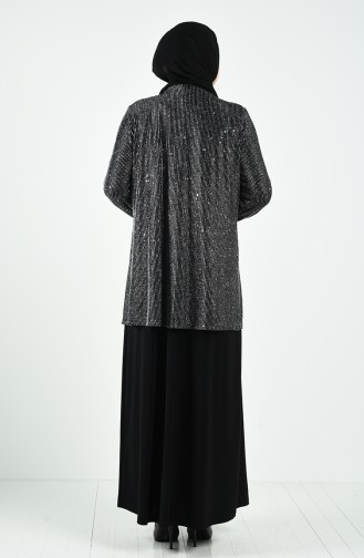 Silbergrau Hijab-Abendkleider 1315-04