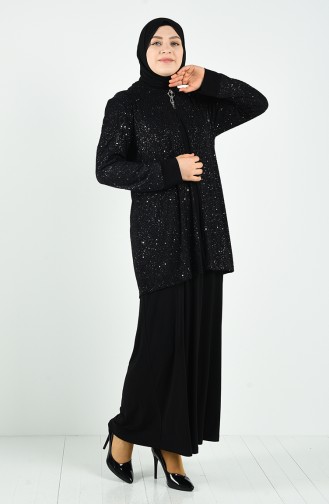 Schwarz Hijab-Abendkleider 1315-05