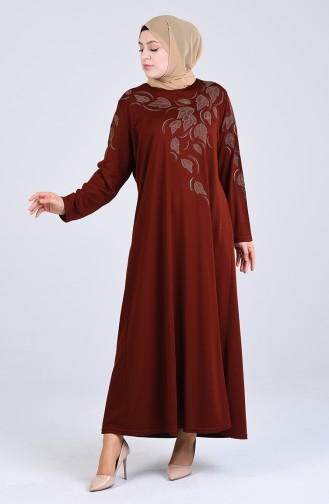 Ziegelrot Hijab Kleider 4894-01