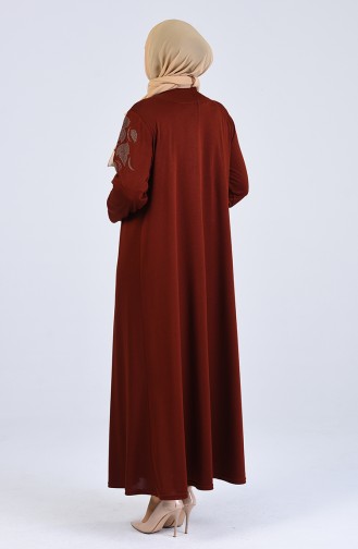 Büyük Beden Desenli Elbise 4894-01 Kiremit