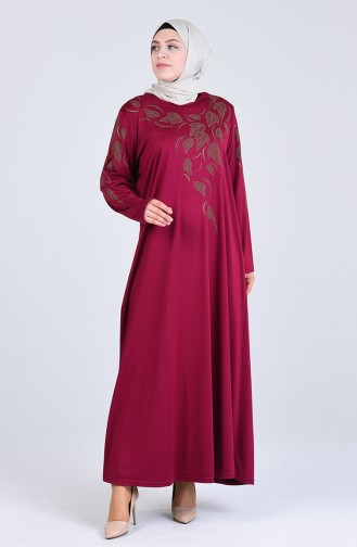 Plus Size Patterned Dress 4894-07 Fuchsia 4894-07