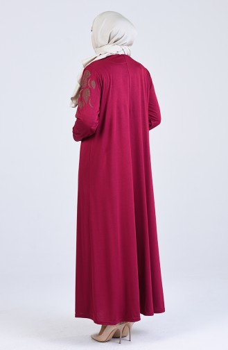 Plus Size Patterned Dress 4894-07 Fuchsia 4894-07