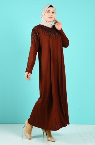 Ziegelrot Hijab Kleider 4900-06