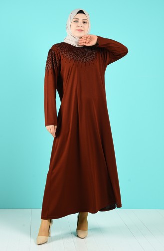 Ziegelrot Hijab Kleider 4900-06