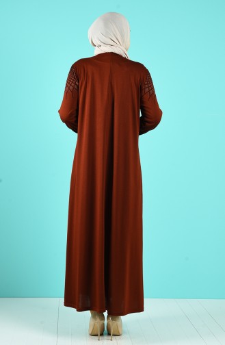 Büyük Beden Örme Elbise 4900-06 Kiremit