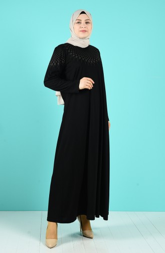 Schwarz Hijab Kleider 4900-07