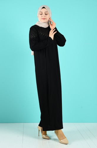 Schwarz Hijab Kleider 4900-07