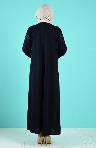 Büyük Beden Örme Elbise 4900-10 Koyu Lacivert