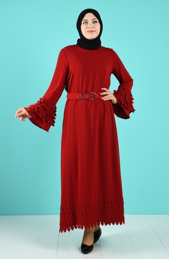 Plus Size Belt Dress 12019-05 Red 12019-05