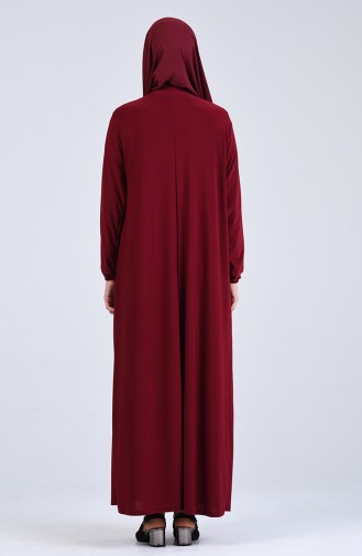 Weinrot Hijab Kleider 1016-03