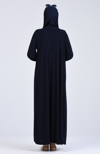 Navy Blue Hijab Dress 1016-04