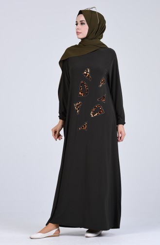 Khaki Hijab Dress 1016-05