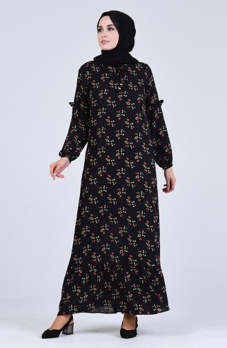 Black Hijab Dress 8033A-01