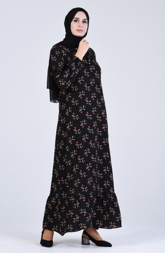 Black Hijab Dress 8033A-01