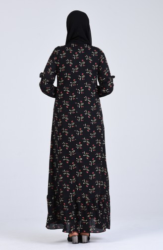 Schwarz Hijab Kleider 8033A-01
