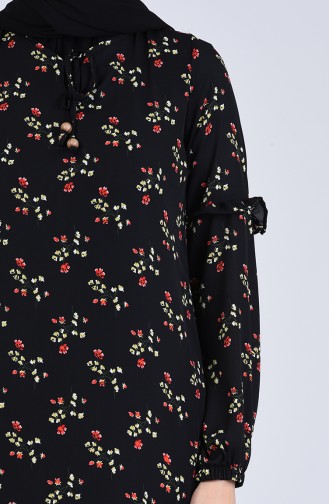 Schwarz Hijab Kleider 8033A-01