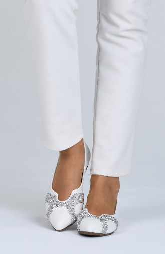 White Women`s Flats 0206-03