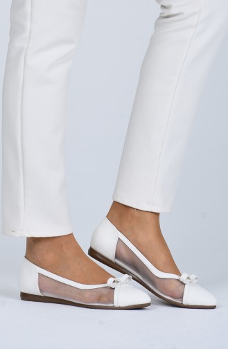 White Women`s Flats 0211-04