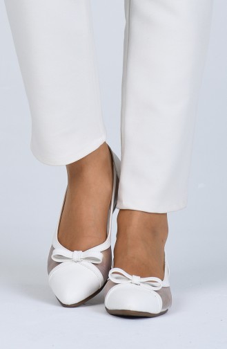 White Women`s Flats 0211-04