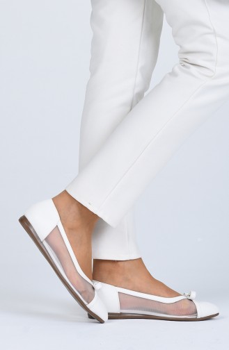White Women`s Flats 0211-04