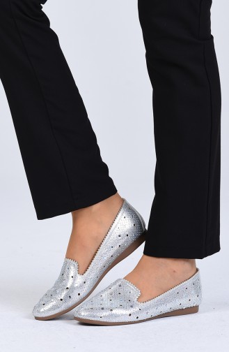 Silver Gray Woman Flat Shoe 1005-03