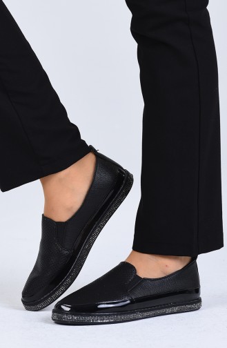حذاء مسطح أسود 1055-02