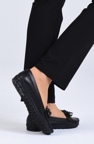 حذاء مسطح أسود 1605-02