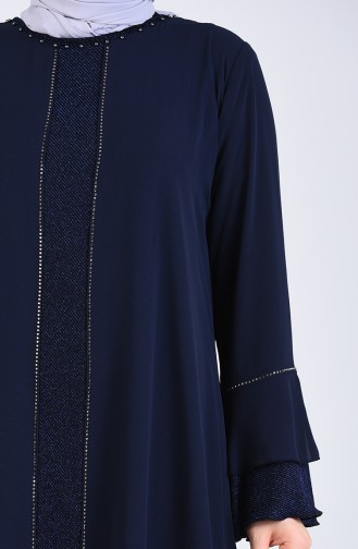 Navy Blue Hijab Evening Dress 1179-02