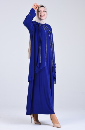 Saks-Blau Hijab-Abendkleider 1263-01