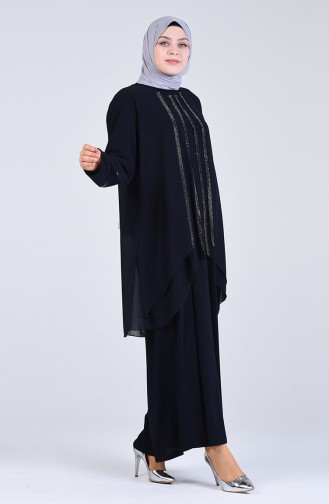 Dunkelblau Hijab-Abendkleider 1263-03