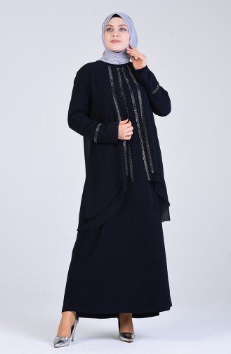 Habillé Hijab Bleu Marine 1263-03